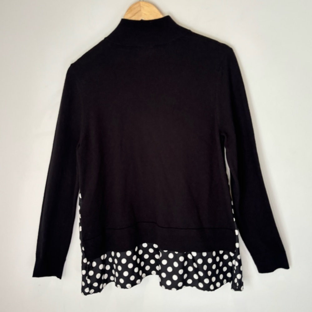 Kate Spade Black Wool Silk Blend Classic Timeless Preppy Mock Neck Sweater Large